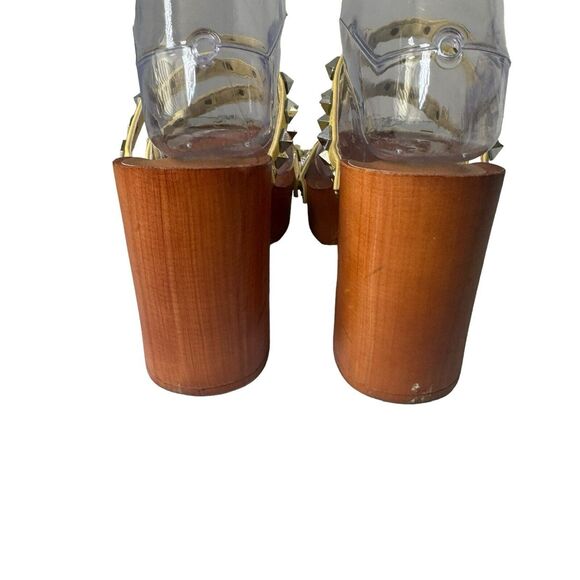 Steve Madden Girl Sandals Woman's Size 7 Spike Yellow Studded Block Heel Shoes - Picture 8 of 14